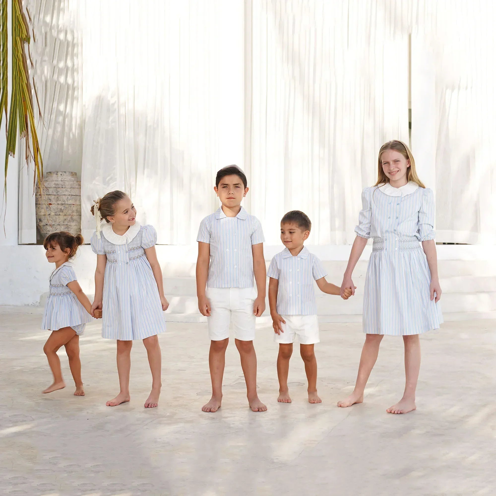 AP Summer Heirloom Striped Collection 2025SS Girls Handmade Smocked Dress Cute Baby Gilrl Set Boys Family Matching Clothing