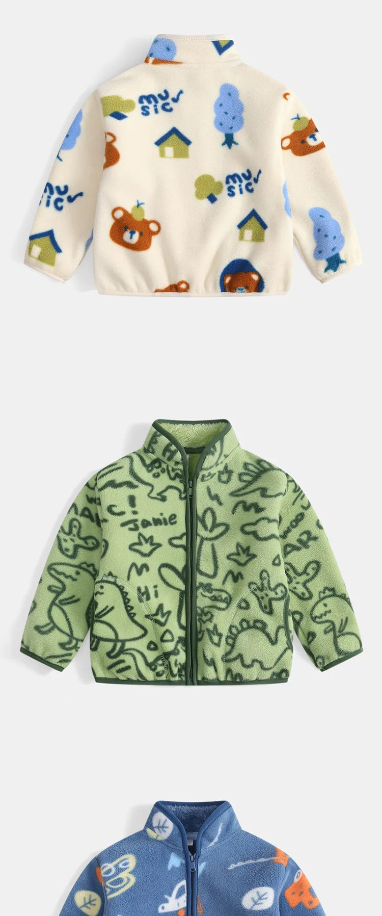 Girls Coats 1 to 8 Years Winter Children Clothes Double-Faced Heart Print Jackets Boys Plush Fleece Warm Outerwear Baby Clothing