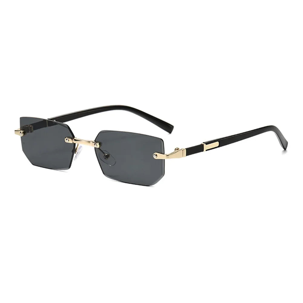 Trendy Rimless Sunglasses for Men Women Fashion Frameless Rectangle Sun Glasses Retro UV400 Shades Summer Traveling Eyewear