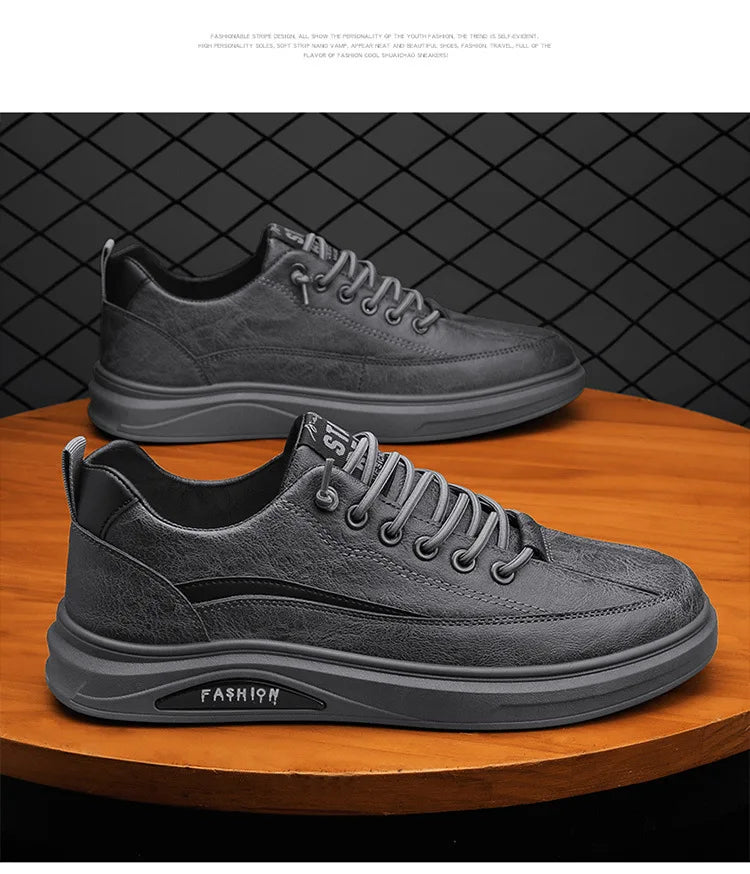 Mens Shoes Man Spring and Autumn Sneakers Male New 2025 Leather Casual Shoes for Men Water Proof Anti-slip Black Sneaker Men's