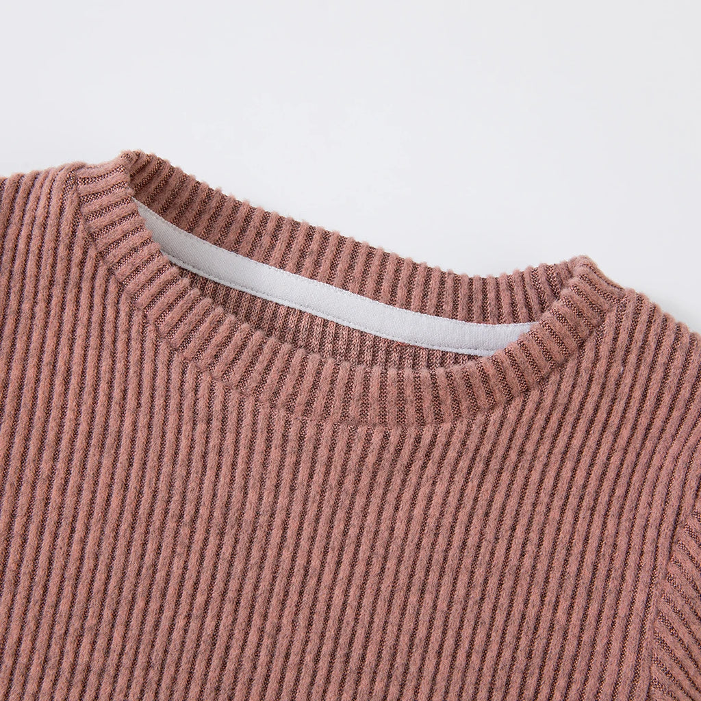 Girls' Solid-Colour Spring/Autumn Long-Sleeved Top and Casual Trousers Two-Piece Set, Trendy Outfit, Children's Fashion Clothing