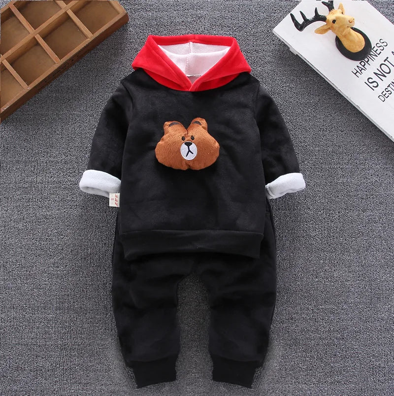 Boys Clothing Sets Children Fashion Cartoon Bear Baby T-shirt Vest Coat And Pants Suit 2pcs Outfits Kids Sport Suit1-4 years