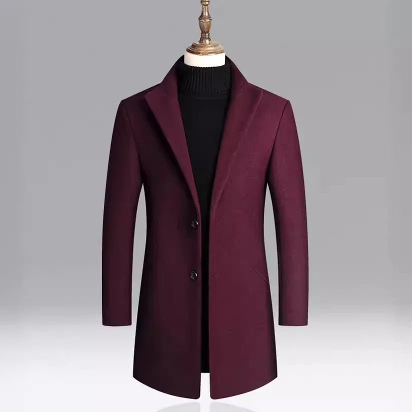 Man Coat Autumn Winter Thicken Warm Long Sleeve Men Outerwear Turn Down Collar Single-breasted Business Casual Male Jacket