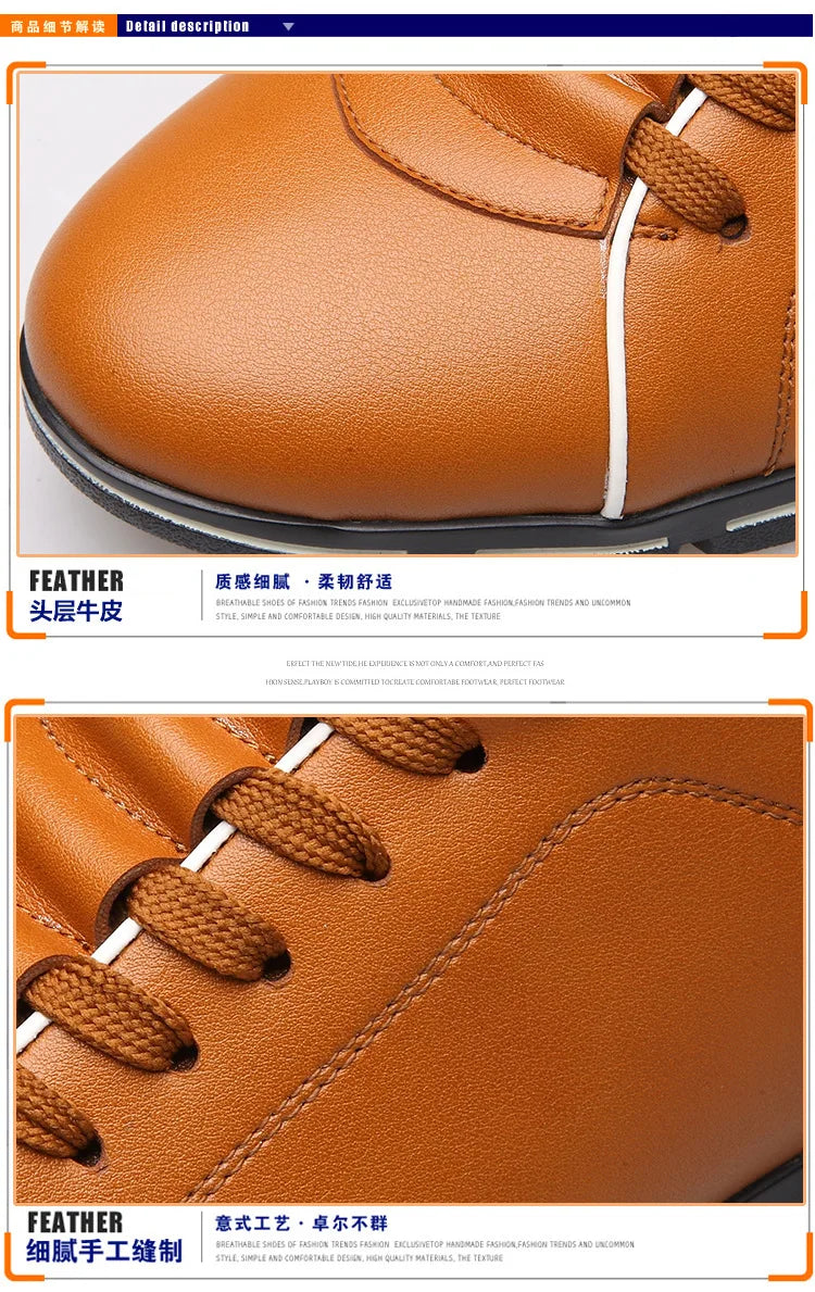 Men Shoes Casual Sneakers Spring Autumn New  Fashion Solid Leather Shoes Formal Business Sport Flat Round Toe Light Breathable