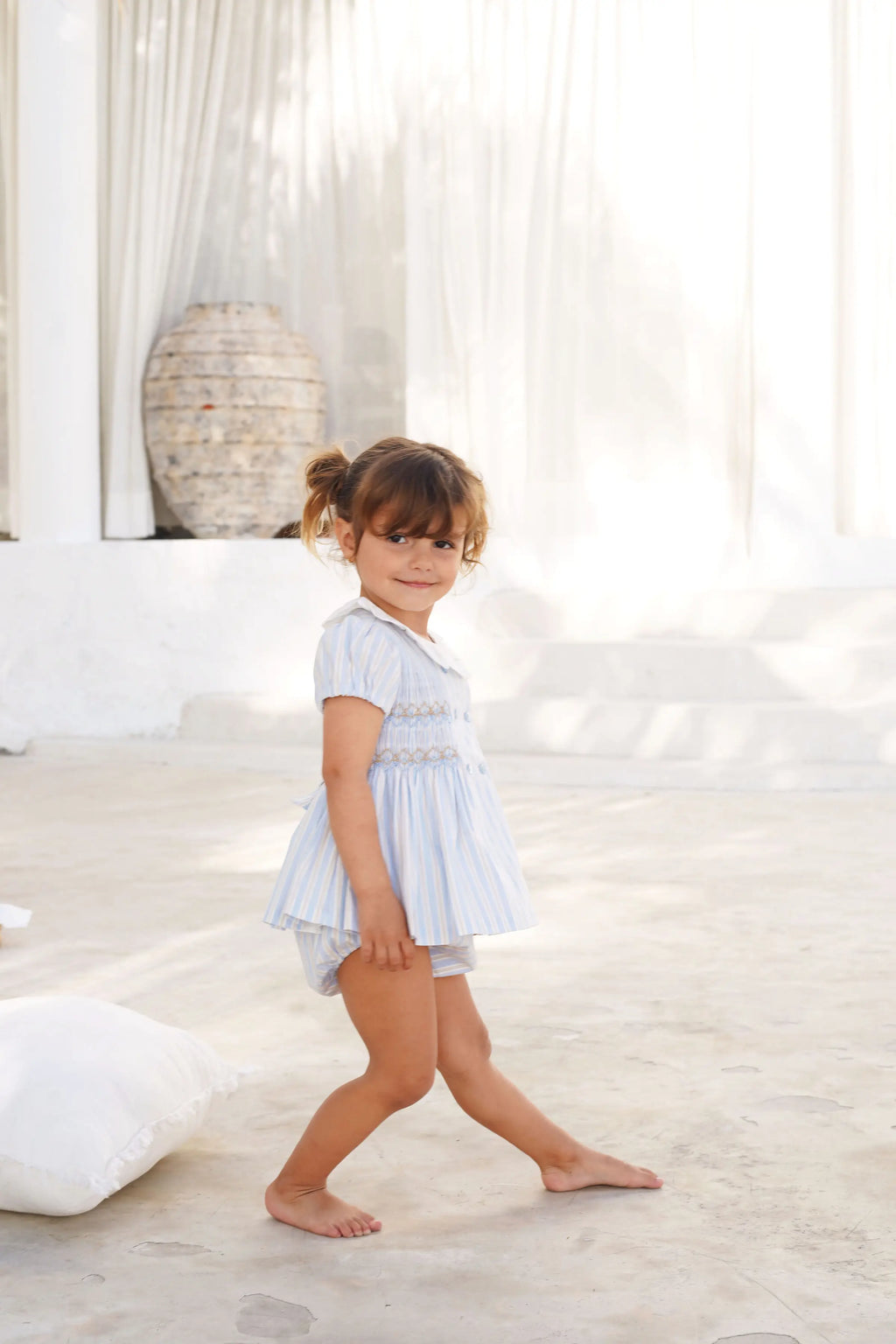 AP Summer Heirloom Striped Collection 2025SS Girls Handmade Smocked Dress Cute Baby Gilrl Set Boys Family Matching Clothing