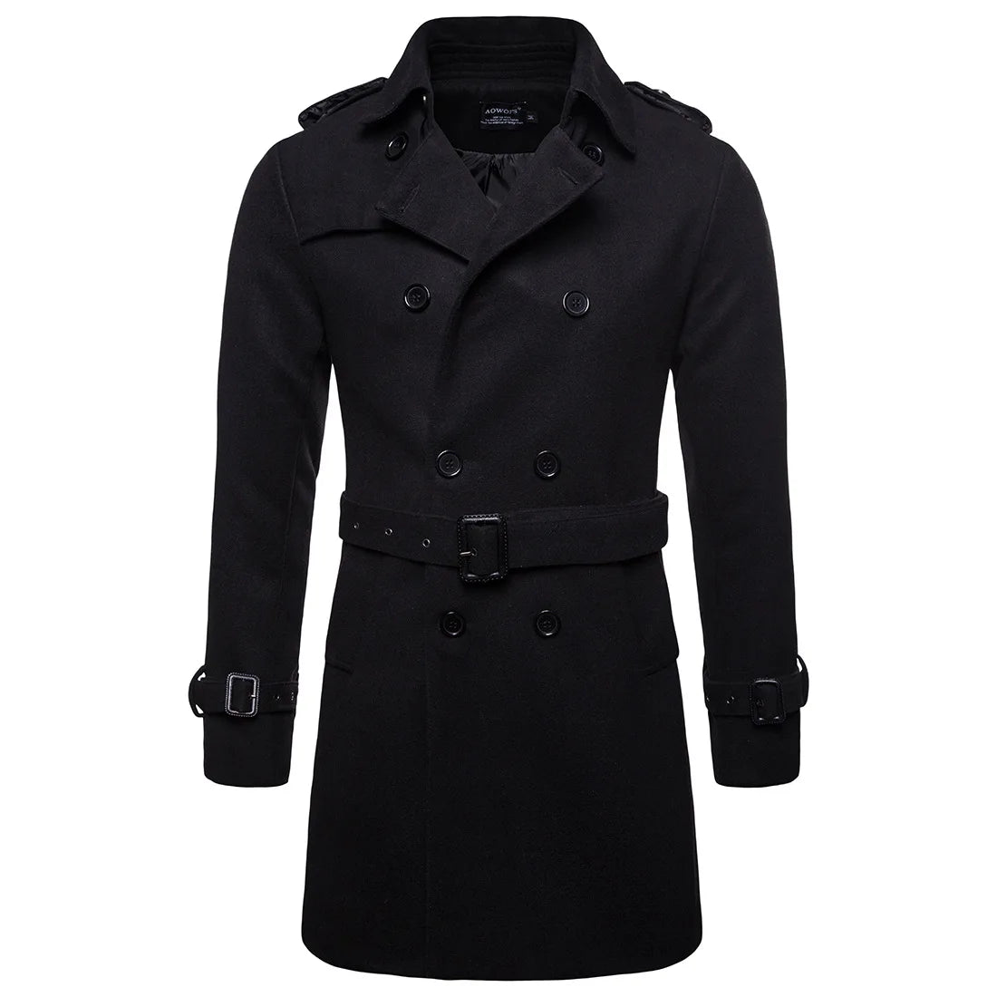 Mens Overcoat Trench Coats Winter Male Pea Coat with Belt Double Breasted Men Wool & Blends Coat Jacket Brand Clothing W10