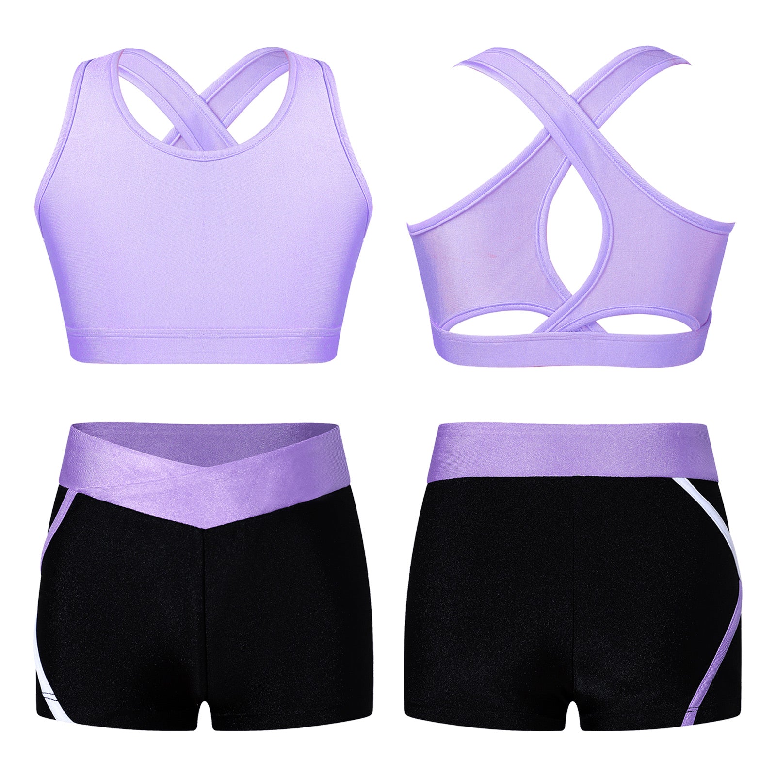 Kids Girls Dance Gymnastics Sports Outfits Sleeveless Crop Top with Shorts Tracksuit Set 2 PCS Yoga Workout Summer Girl Clothing
