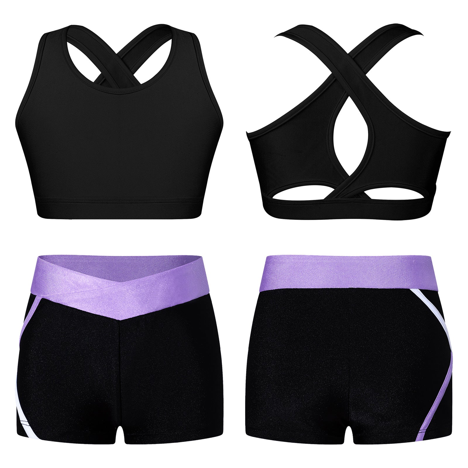 Kids Girls Dance Gymnastics Sports Outfits Sleeveless Crop Top with Shorts Tracksuit Set 2 PCS Yoga Workout Summer Girl Clothing