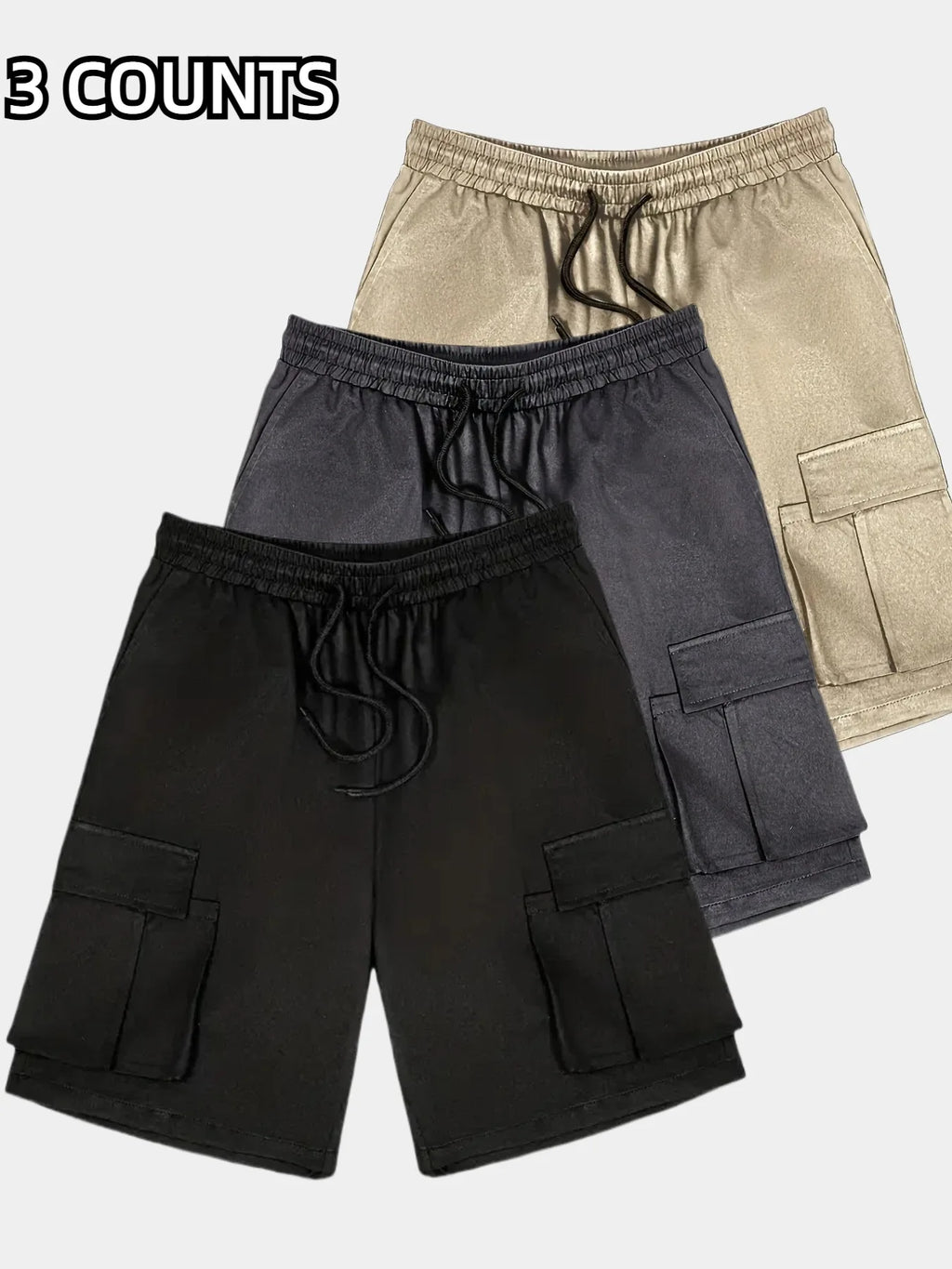 Men's Cargo Shorts 2025 Summer Loose Casual Five-pocket Cargo Shorts Street Solid Color Breathable Outdoor