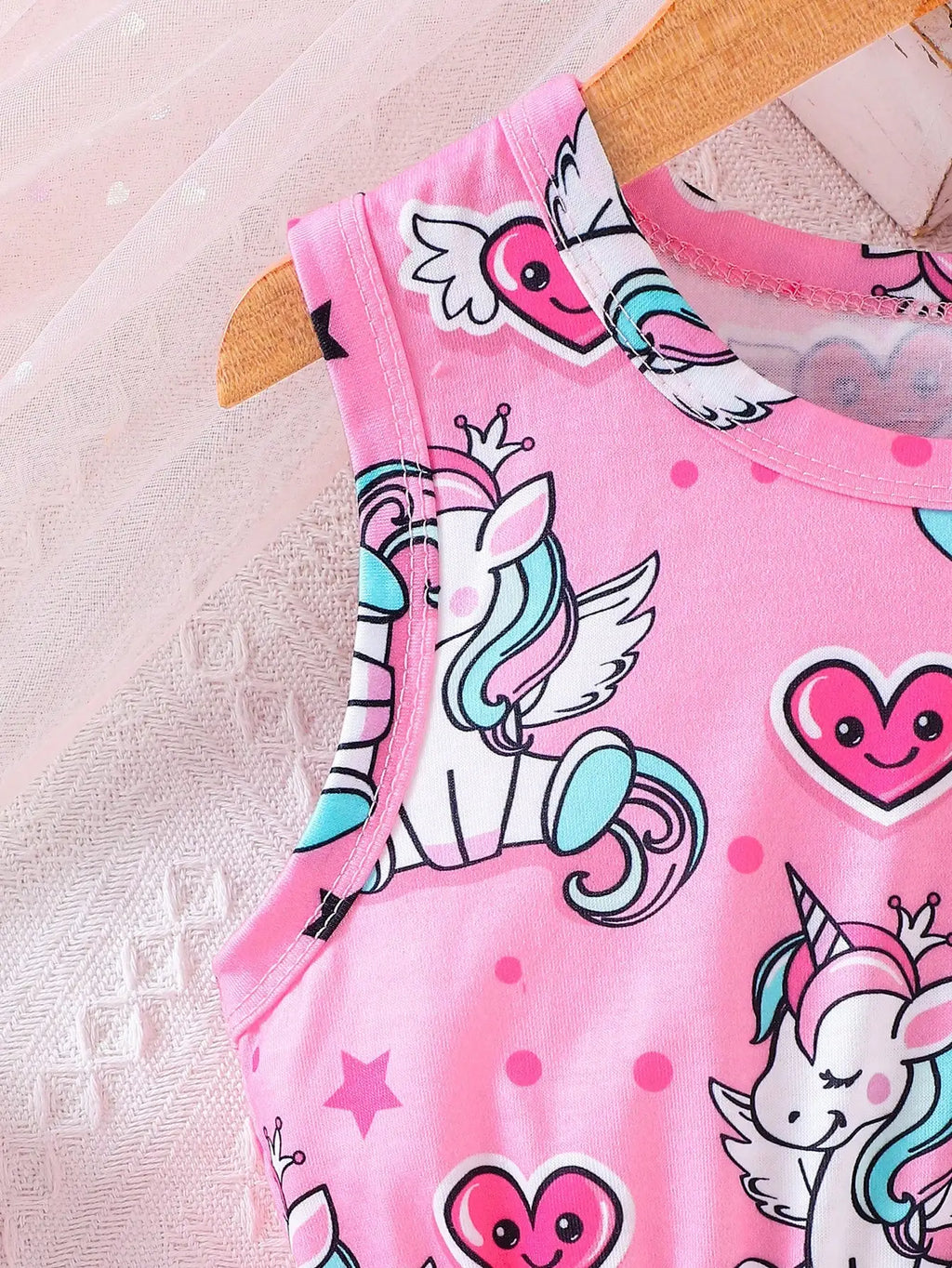 Girls' Elegant Polyester Knit Dress with Cartoon Digital Print