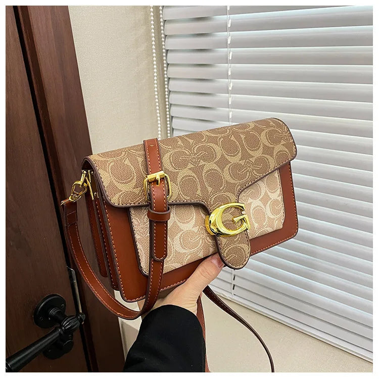 Women Bags Elegant Underarm Bag Letter Print Single Shoulder Crossbody Bag PU Leather Small Messenger Bag Flip Women's Handbags