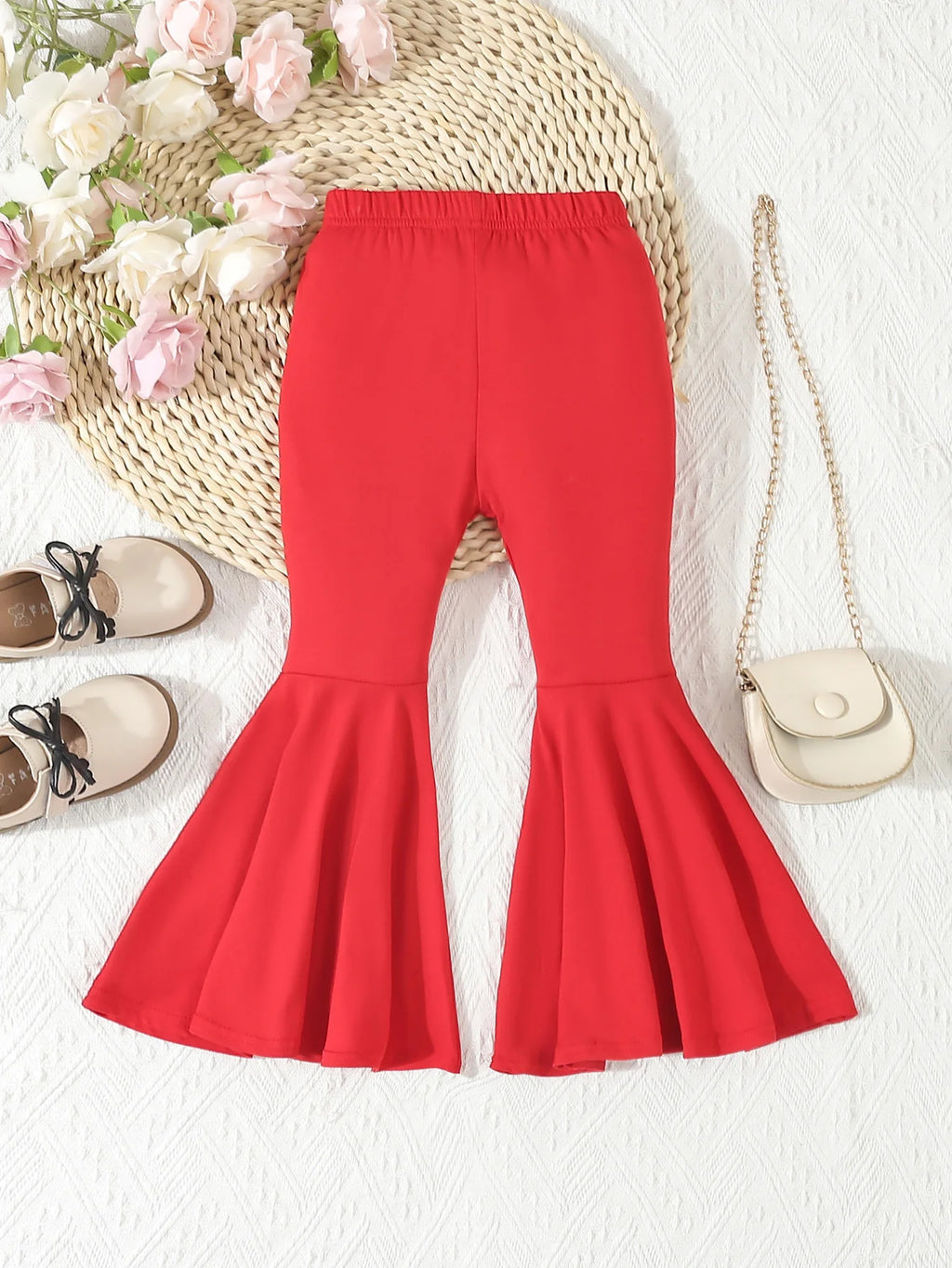 Autumn Kids Girls Clothing  Solid Color Bell-bottoms Elastic Waist  Flared Trousers Leggings Toddler Infant Girl's Clothing