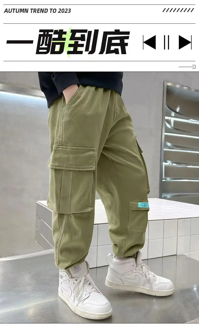 Boys Cargo Pants Spring Autumn Thick Boys Trousers Casual Kids Sport Pants Teenage Children Clothes For 5-12 Years Kids Clothing
