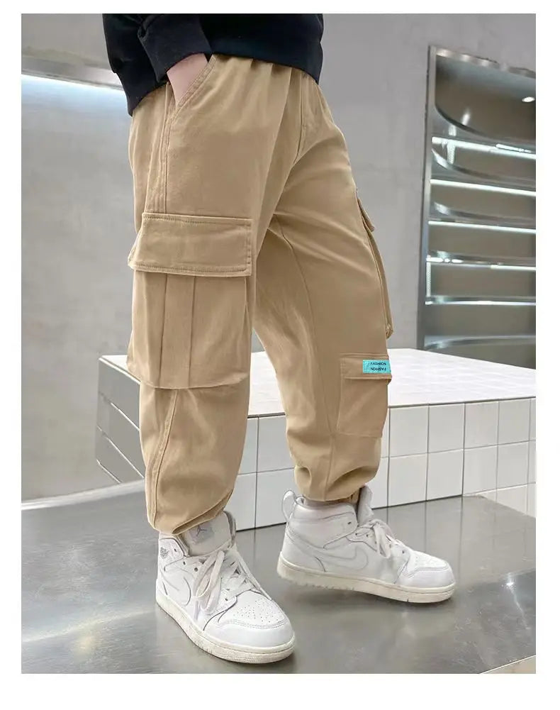 Boys Cargo Pants Spring Autumn Thick Boys Trousers Casual Kids Sport Pants Teenage Children Clothes For 5-12 Years Kids Clothing