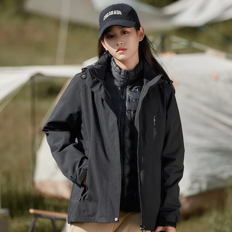 Waterproof Hiking Jackets Women Windbreakers Down Jacket for Women   New Three-in-one Mountaineering Coats Clothes