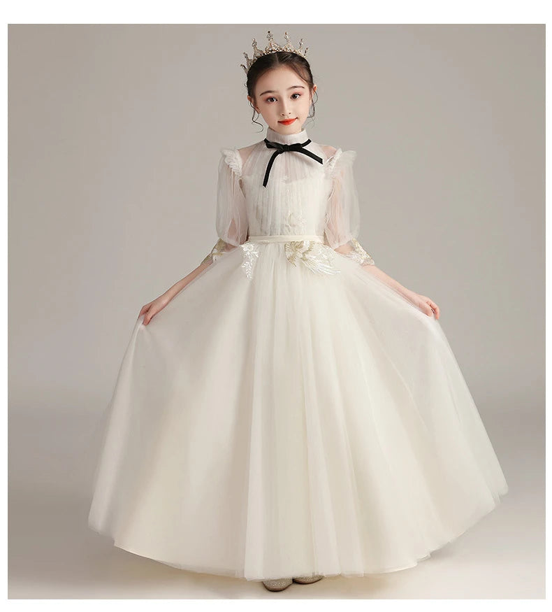 Children Clothing Green Dress for Girls 3 To 14 Year Elegant Formal Evening Dresses Long Luxury Cute Kid Wedding Party Ball Gown