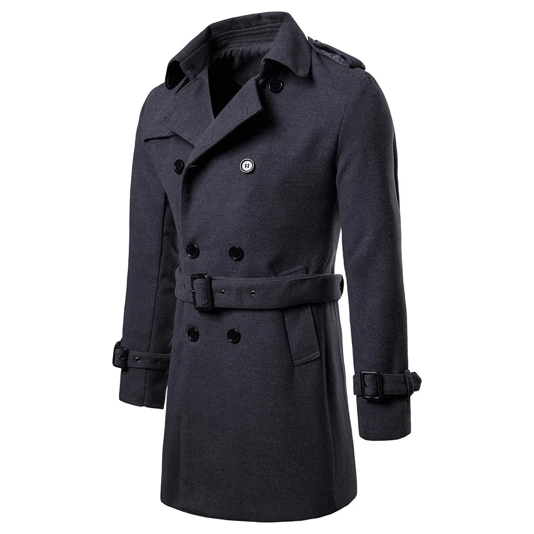 Mens Overcoat Trench Coats Winter Male Pea Coat with Belt Double Breasted Men Wool & Blends Coat Jacket Brand Clothing W10