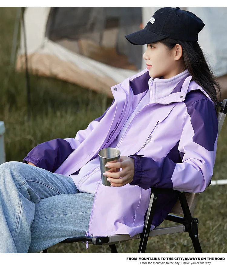 Waterproof Hiking Jackets Women Windbreakers Down Jacket for Women   New Three-in-one Mountaineering Coats Clothes