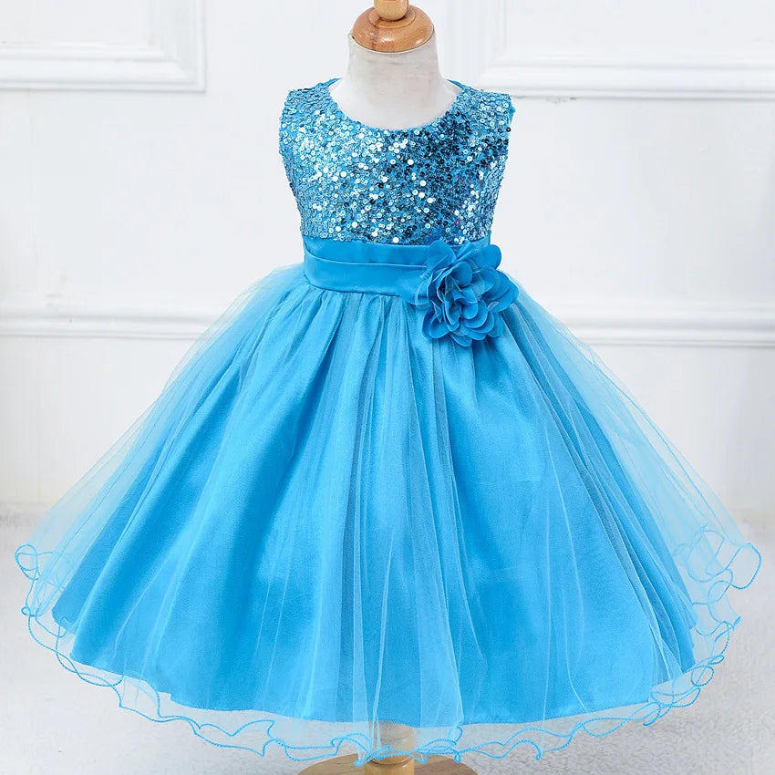 2-14yrs Teenage Clothing Christmas Girl Dress Summer Princess Wedding Party dress sequins Sleeveless New Year For Girls Clothes