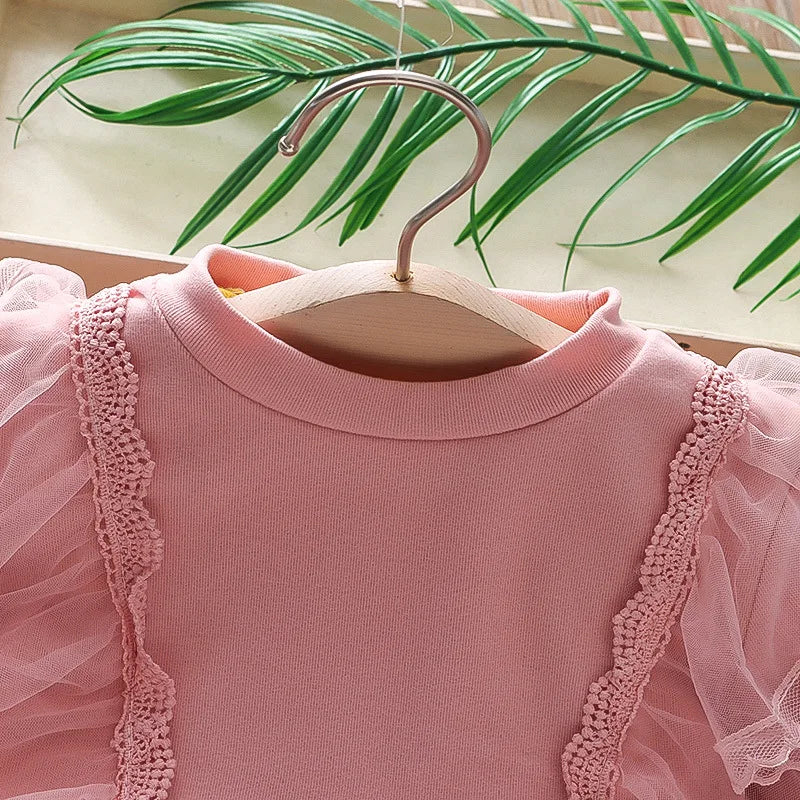 Girls Clothing Dress Autumn New Girls Dess Long Sleeve Dress Vestidos Mesh Tutu Princess Dress