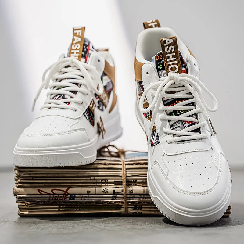 2025 New High-Top Sneakers for Men, Trendy Graffiti Color-Block Men's Shoes, Versatile Street Trend Casual Sports Shoes