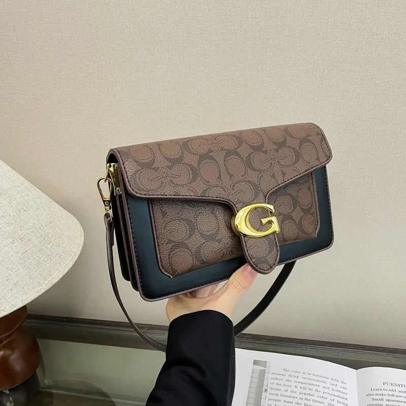 Women Bags Elegant Underarm Bag Letter Print Single Shoulder Crossbody Bag PU Leather Small Messenger Bag Flip Women's Handbags