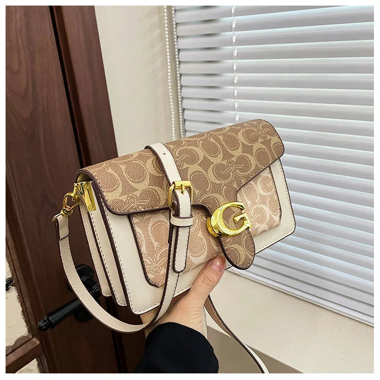 Women Bags Elegant Underarm Bag Letter Print Single Shoulder Crossbody Bag PU Leather Small Messenger Bag Flip Women's Handbags
