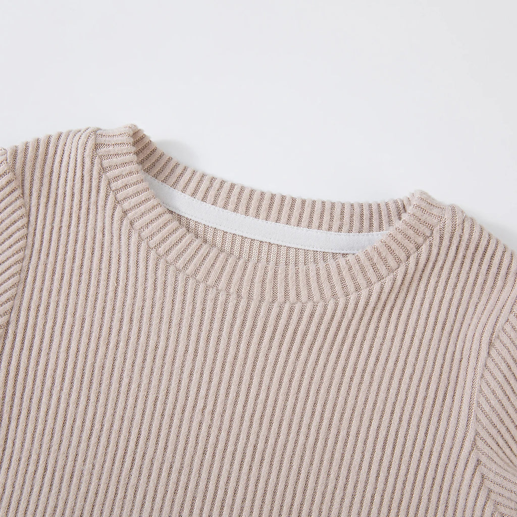 Girls' Solid-Colour Spring/Autumn Long-Sleeved Top and Casual Trousers Two-Piece Set, Trendy Outfit, Children's Fashion Clothing