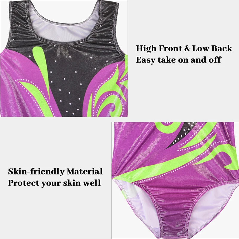 Girls  Vest  Gymnastics Leotard Sparkle 4 Piece Dance Unitard for Kids Toddler Athletic Tumbling Outfits