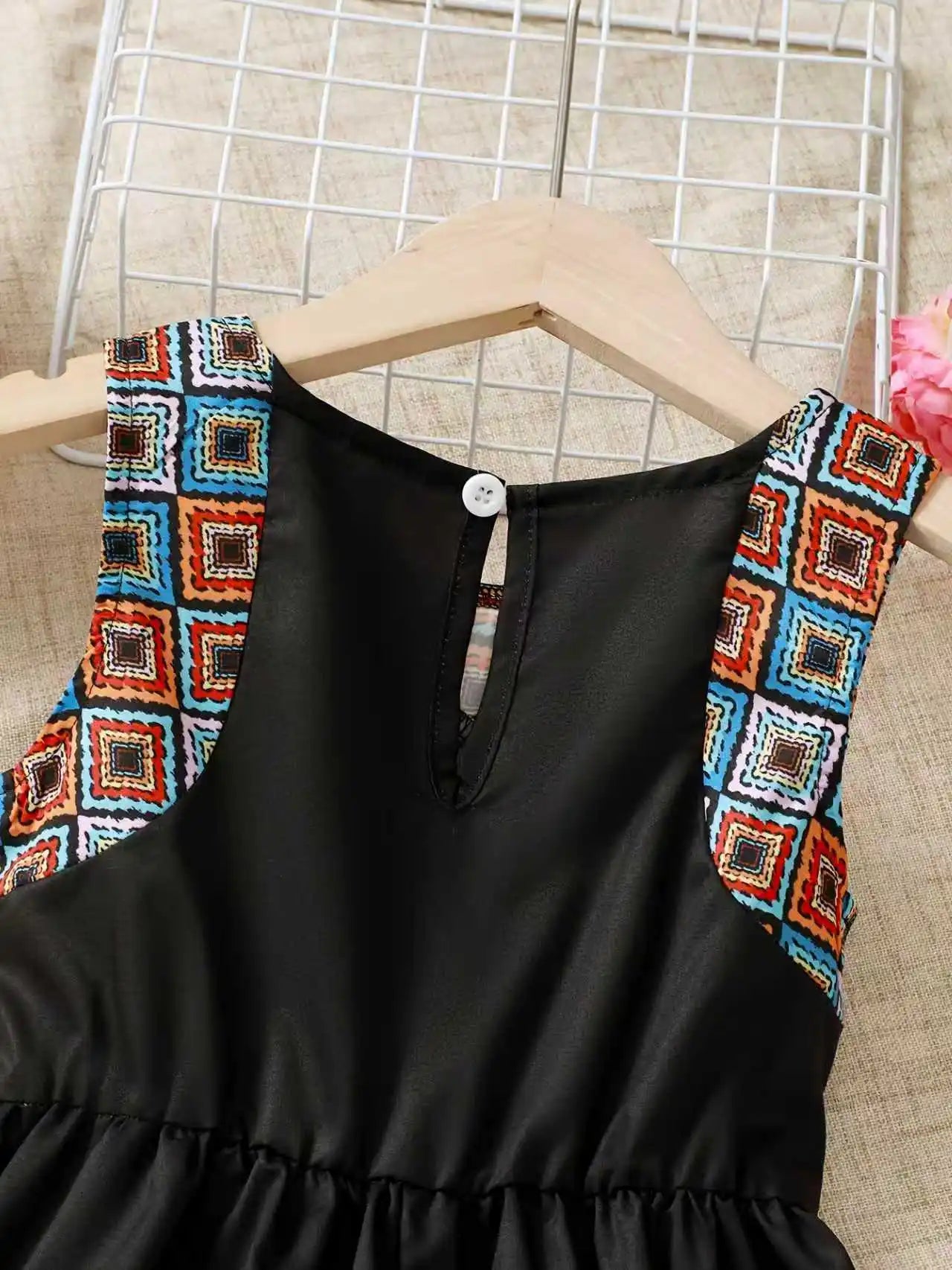 Girls Casual Summer New Sleeveless Color Block Dress Children's Clothing Toddler Girls Dress Kids Fashion