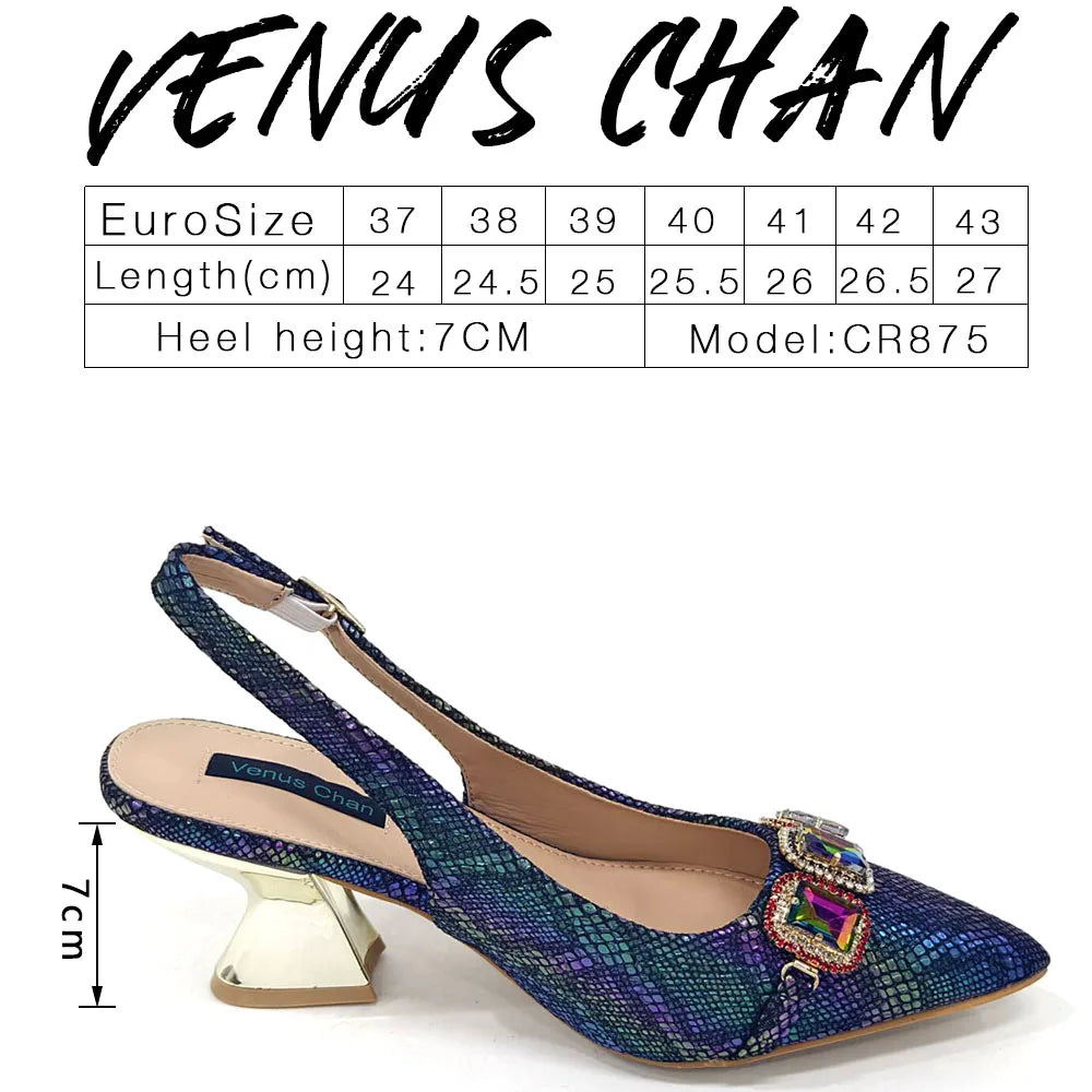 2024 Rhinestone Pointed-Toe High Heels Shoes and Bags Set for Women Wedding and Party Elegant Luxury Fashion in Wine Color