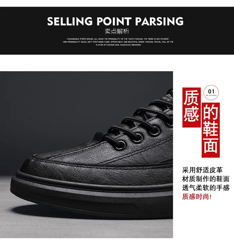 Mens Shoes Man Spring and Autumn Sneakers Male New 2025 Leather Casual Shoes for Men Water Proof Anti-slip Black Sneaker Men's