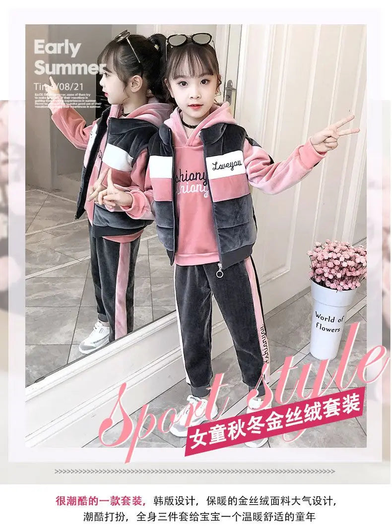 Girls Clothes Set Winter Jacket + Trousers Pants 3 PCS Children Clothing for Girl Teen Kids Girls Clothes 2 4 6 8 10 11 12 Years