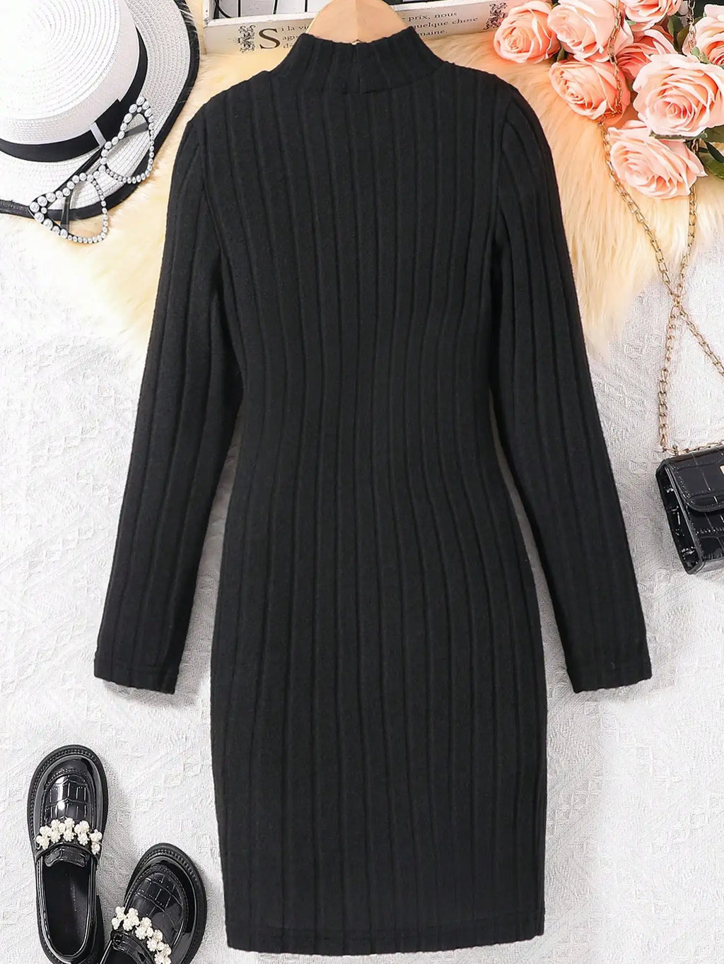 Girls Casual Elegant Star Graphic Ripped High Neck Slim Bodycon Dress Outdoor Gift Party Spring Fall