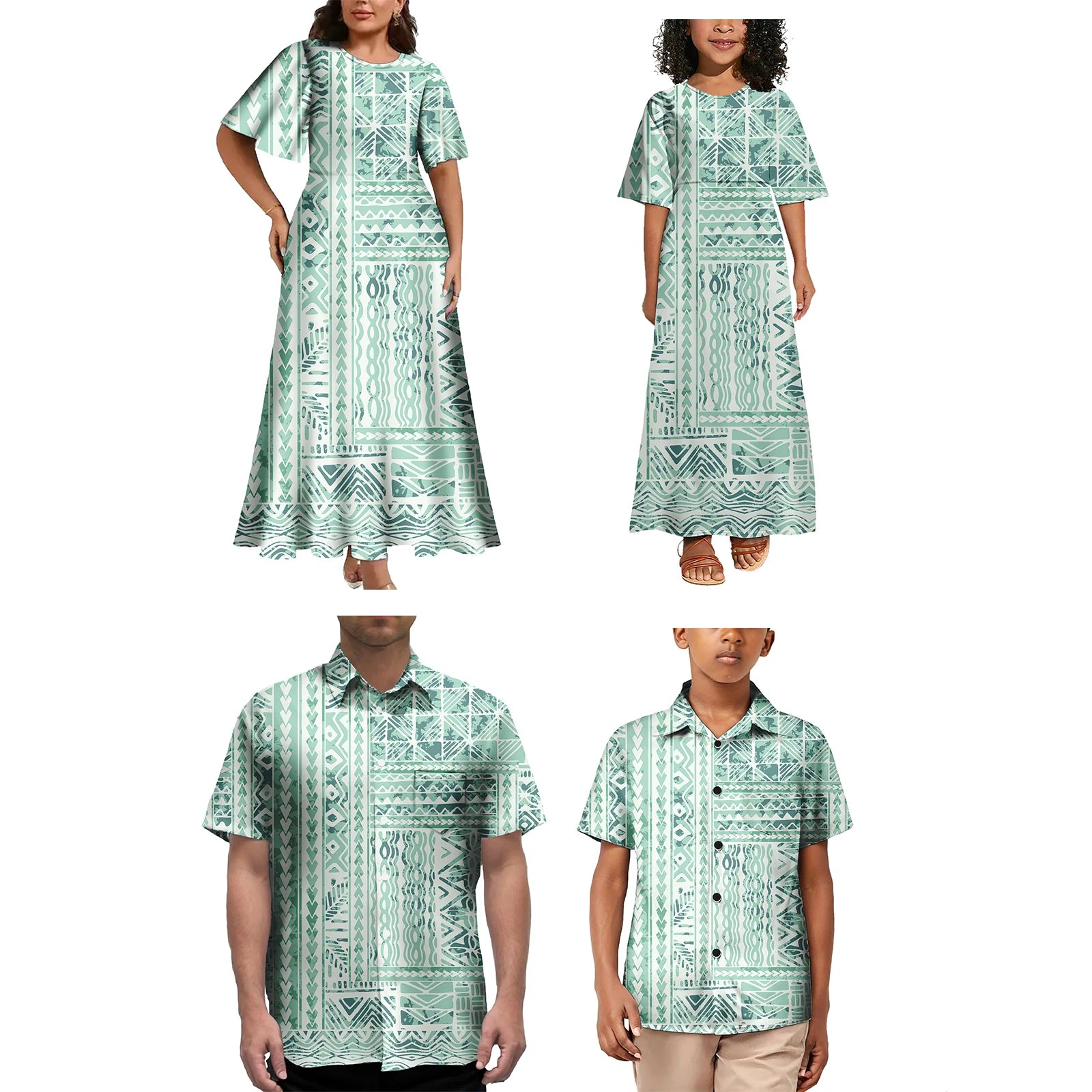 Girls' Clothing Sets Polynesian Tribal Samoan Tattoo Family Clothing Outfits Boys Clothing Sets