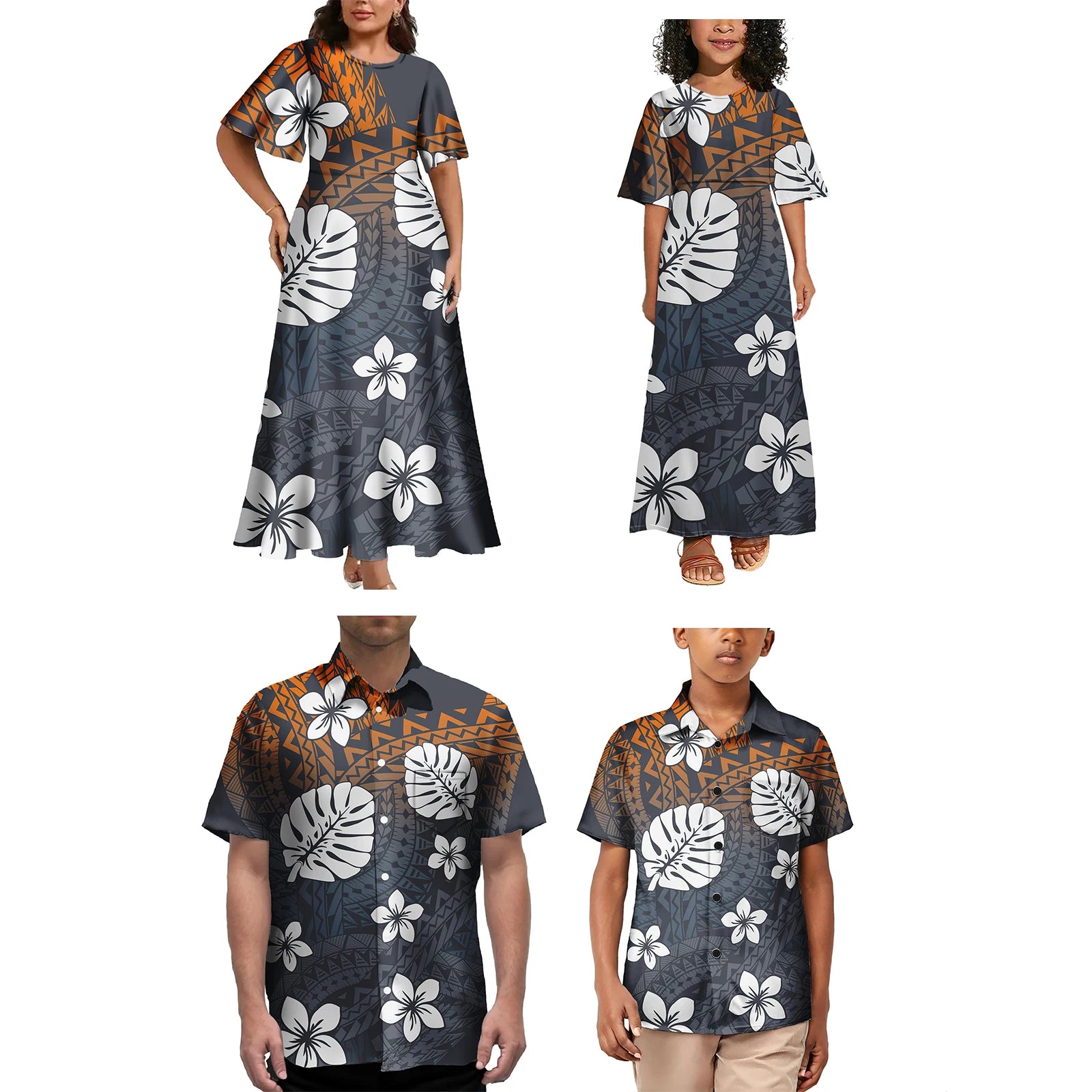 Girls' Clothing Sets Polynesian Tribal Samoan Tattoo Family Clothing Outfits Boys Clothing Sets