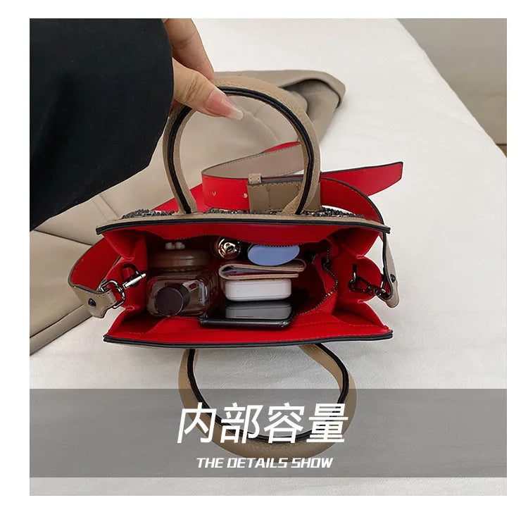 2025 New Women's Openwork Tote Bag Vintage Retro Large Capacity Shopper Crossbody Shoulder Purse Casual Chic Everyday Bag