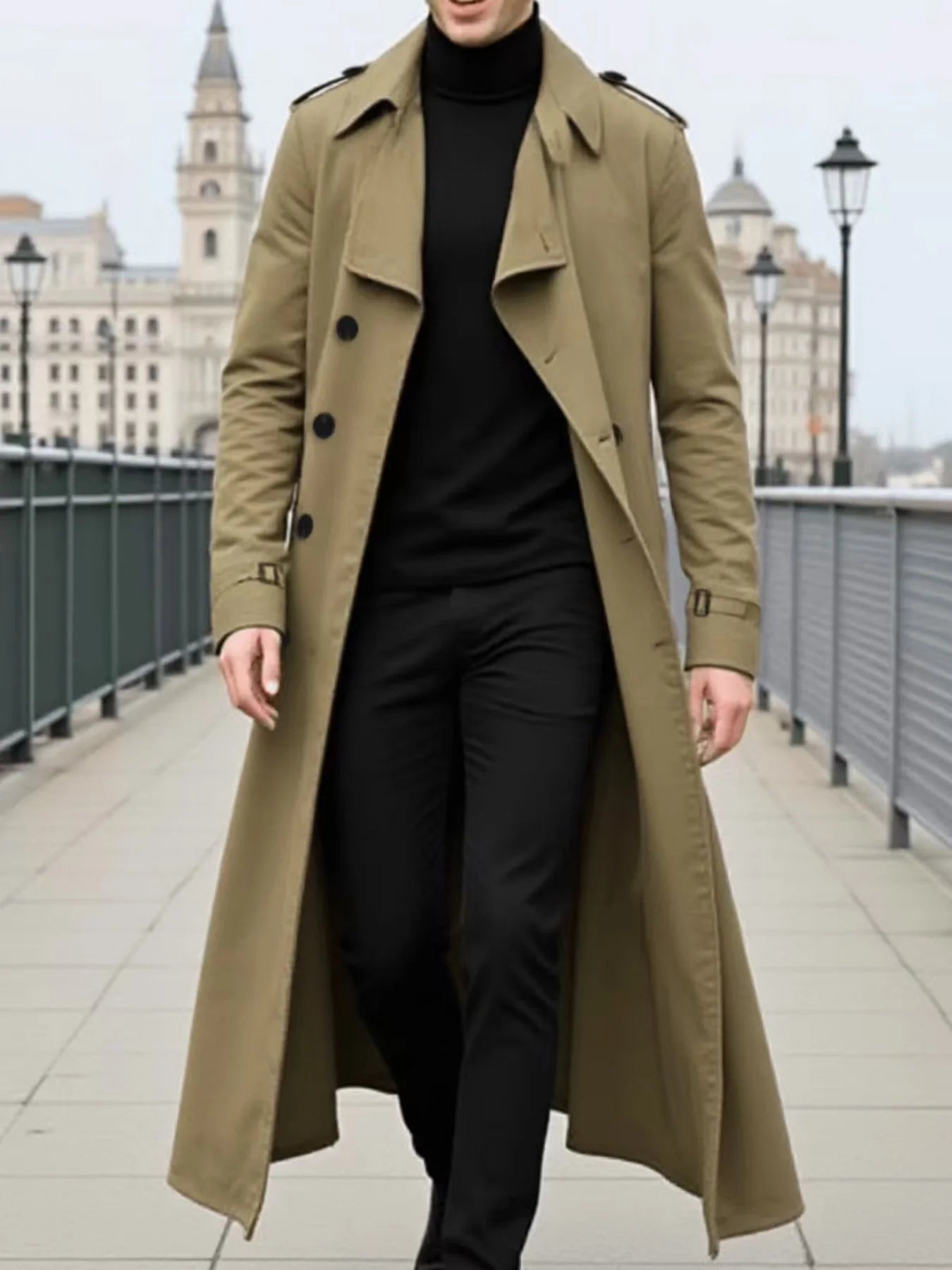 Men's Jacket Winter Thickened Trench Coat Double-Breasted Warm Jacket for Fashionable Wear Blazer