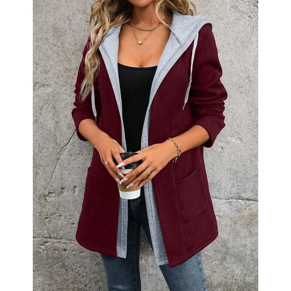 Women's  Coats Autumn Winter Casual Comfortable Multilayer Long Sleeve Hoodie Zipper Coats