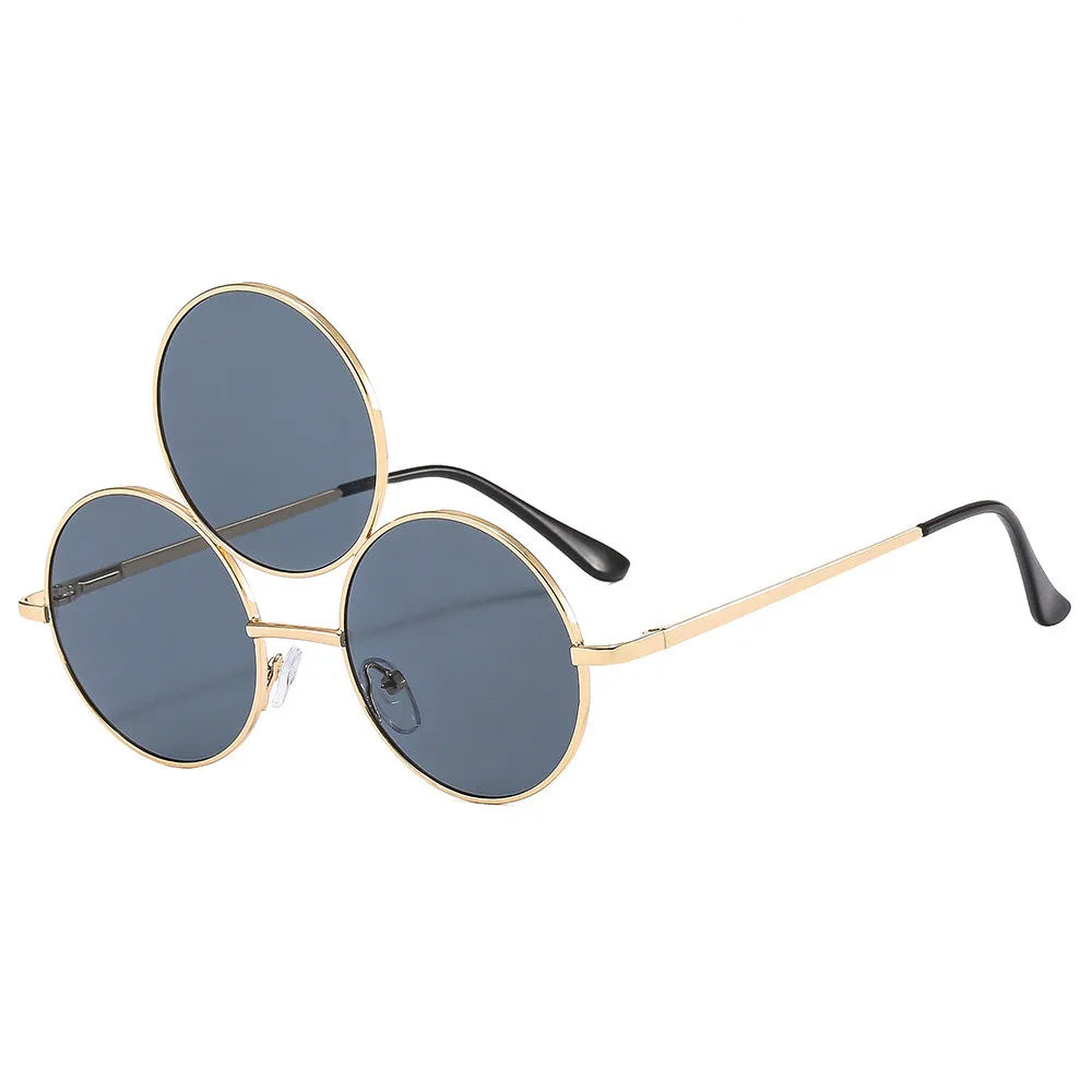 Sunglasses Third Lenses 3 Eyes Round Women Metal Fashion Vintage Sun Glasses For Men Fashion Eyewear  Shades UV400 New 2023