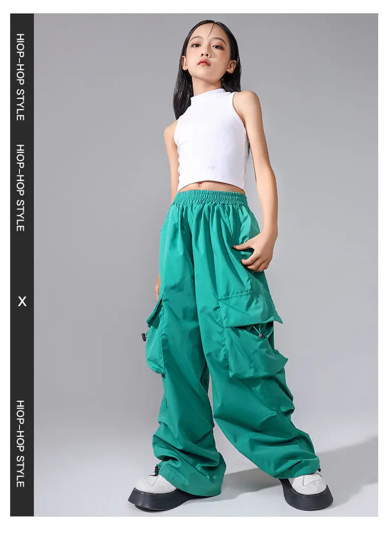 Girls Cargo Pants 5-14 Years Spring Fashion Children Loose Trousers Autumn Kids New Style Wide-leg Pants Girl Casual Clothing