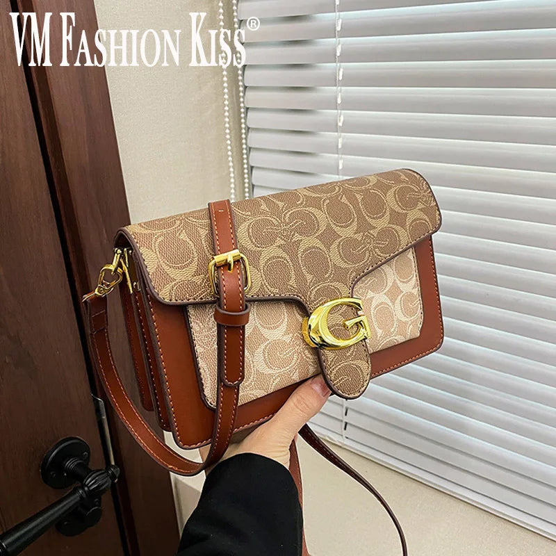Women Bags Elegant Underarm Bag Letter Print Single Shoulder Crossbody Bag PU Leather Small Messenger Bag Flip Women's Handbags
