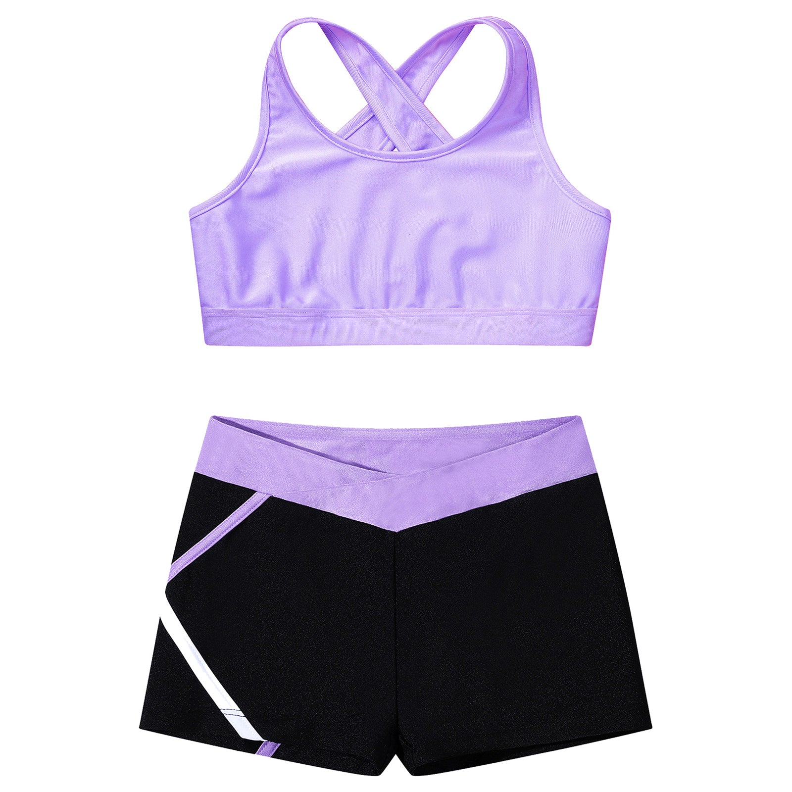 Kids Girls Dance Gymnastics Sports Outfits Sleeveless Crop Top with Shorts Tracksuit Set 2 PCS Yoga Workout Summer Girl Clothing