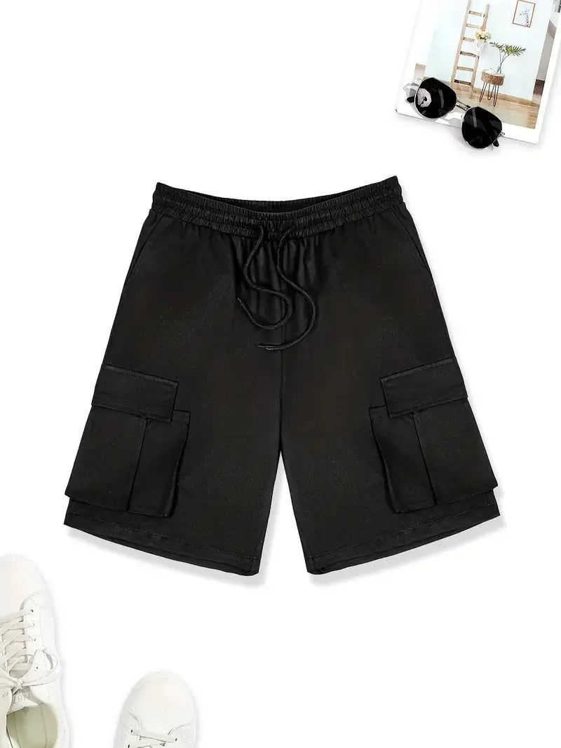 Men's Cargo Shorts 2025 Summer Loose Casual Five-pocket Cargo Shorts Street Solid Color Breathable Outdoor