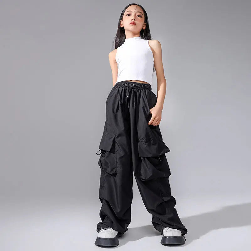 Girls Cargo Pants 5-14 Years Spring Fashion Children Loose Trousers Autumn Kids New Style Wide-leg Pants Girl Casual Clothing