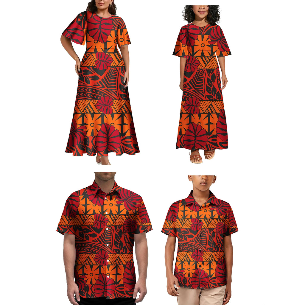 Girls' Clothing Sets Polynesian Tribal Samoan Tattoo Family Clothing Outfits Boys Clothing Sets
