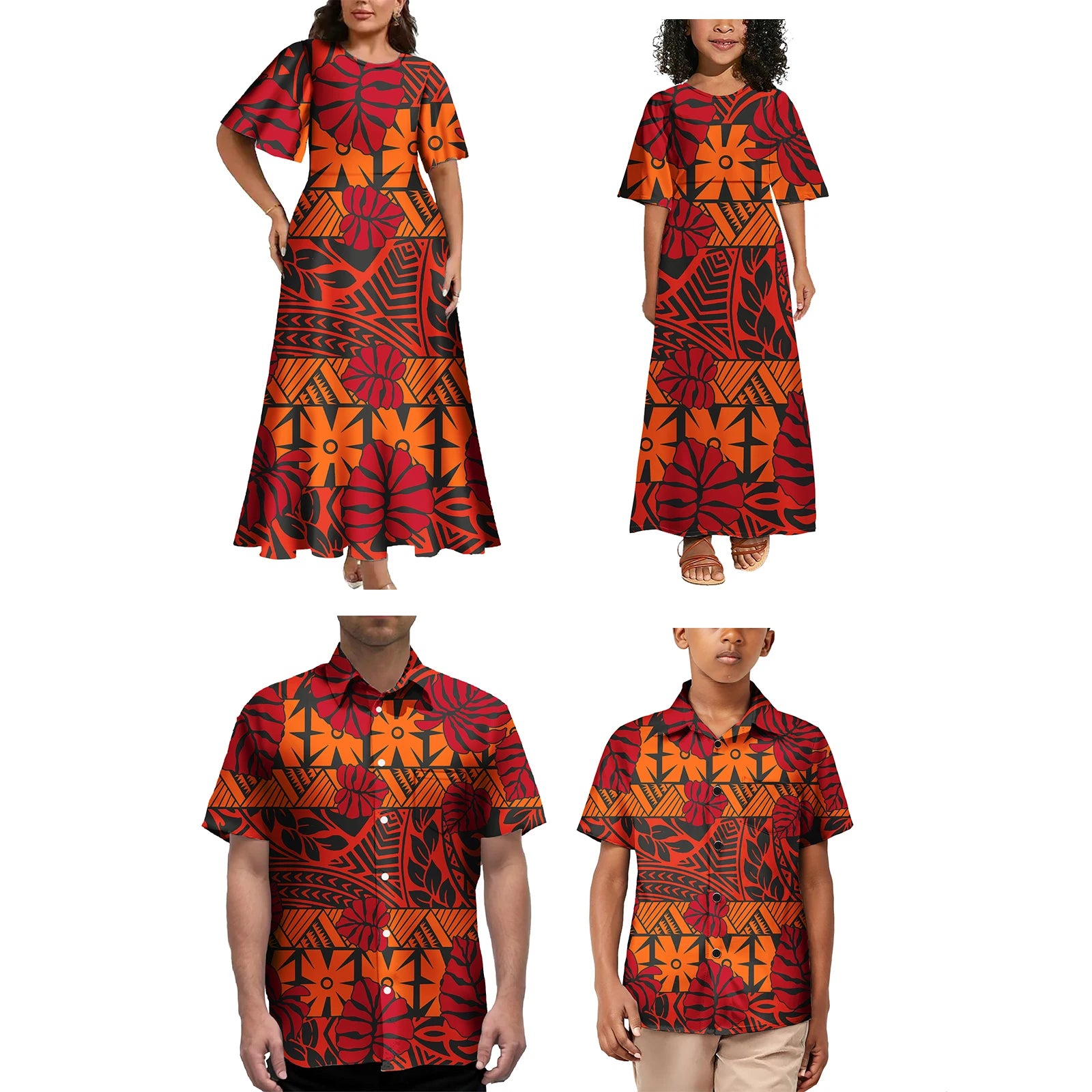 Girls' Clothing Sets Polynesian Tribal Samoan Tattoo Family Clothing Outfits Boys Clothing Sets