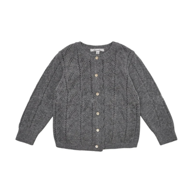 Girls Dresses 2025 Autumn Winter 100% Cotton Corduroy Black High-end Embroidered Dress Cardigan Woolen Sweater Kids's Clothing