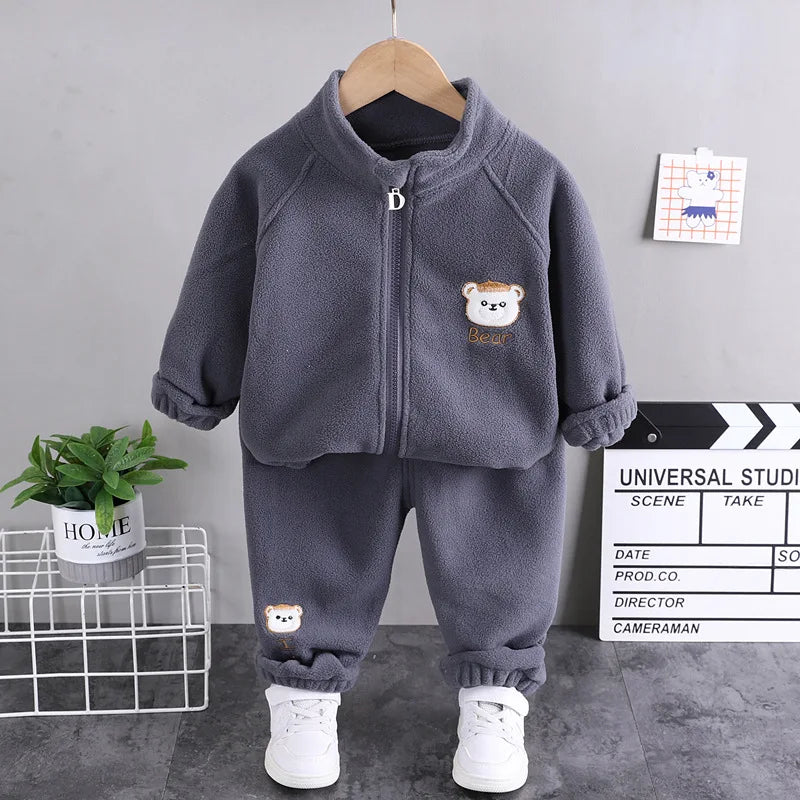 Boys Clothing Sets Children Fashion Cartoon Bear Baby T-shirt Vest Coat And Pants Suit 2pcs Outfits Kids Sport Suit1-4 years