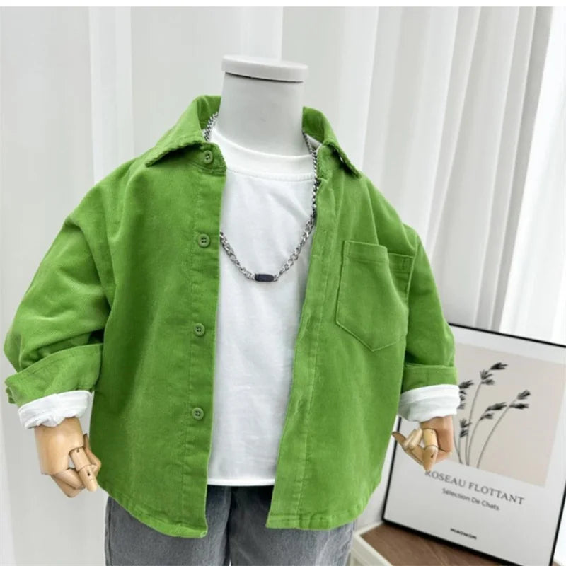 Boys Baby's Kids Blouse Coat Jacket Outwear Cotton 2024 Green Spring Autumn Shirts Outwear Sunscreen Beach Children's Clothing